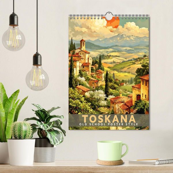 Produktbild: Toskana - Old School Poster Style (Wandkalender 2027 DIN A4 hoch), CALVENDO Monatskalender