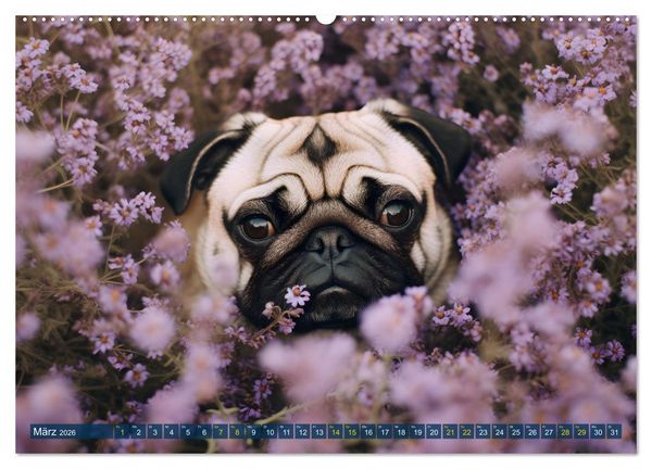 Produktbild: Lustige Mops-Hunde: Die charmanten Meister von Chaos und Unfug (hochwertiger Premium Wandkalender 2026 DIN A2 quer), Kunstdruck in Hochglanz
