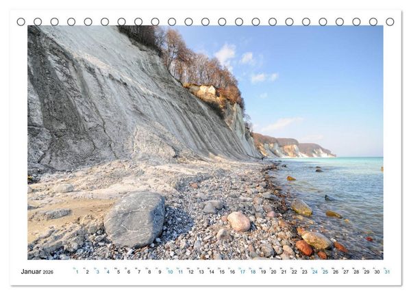 Produktbild: Kreidefelsen Insel R&uuml;gen - Sonne, Wind und Ostsee (Tischkalender 2026 DIN A5 quer), CALVENDO Monatskalender