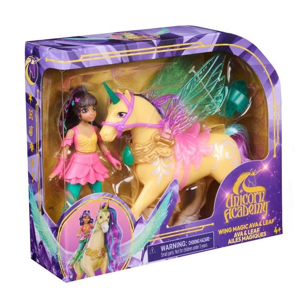 Produktbild: Unicorn Academy - Wing Magic Ava & Leaf Spielset, Einhorn-und-Puppe-Set mit Fl&uuml;geln, Alicorn mit Reiterin & Zubeh&ouml;r, ab 4 J.