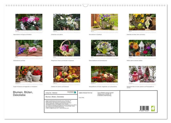 Produktbild: Blumen, Bl&uuml;ten, Dekoliebe (Wandkalender 2026 DIN A2 quer), CALVENDO Monatskalender