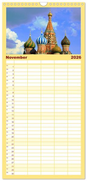 Produktbild: Familienplaner 2026 - Goldenes Russland mit 5 Spalten (Wandkalender, 21 x 45 cm) CALVENDO