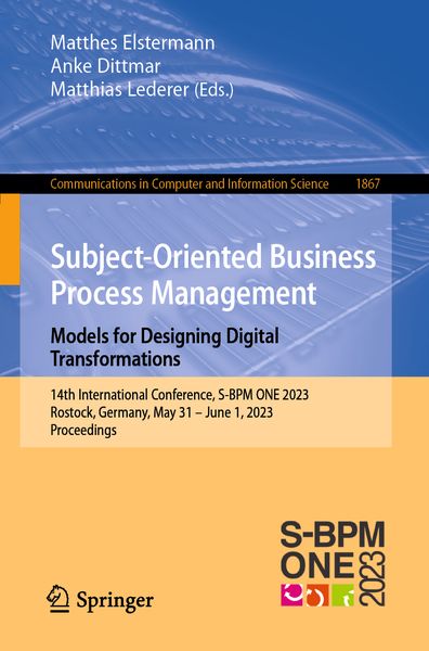 Produktbild: Subject-Oriented Business Process Management. Models for Designing Digital Transformations