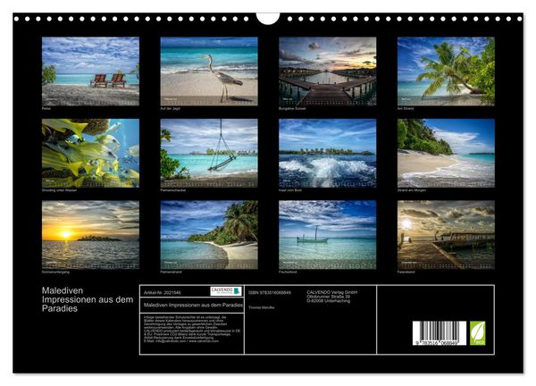 Produktbild: Malediven Impressionen aus dem Paradies (Wandkalender 2026 DIN A3 quer), CALVENDO Monatskalender