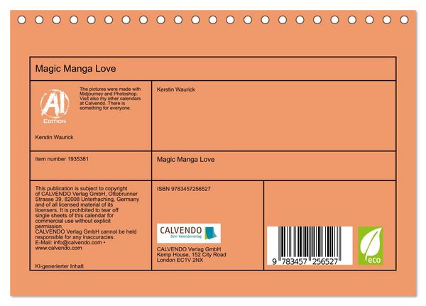 Produktbild: Magic Manga Love (Desk Calendar 2026 DIN A5 landscape), CALVENDO 12 Month DeskCalendar