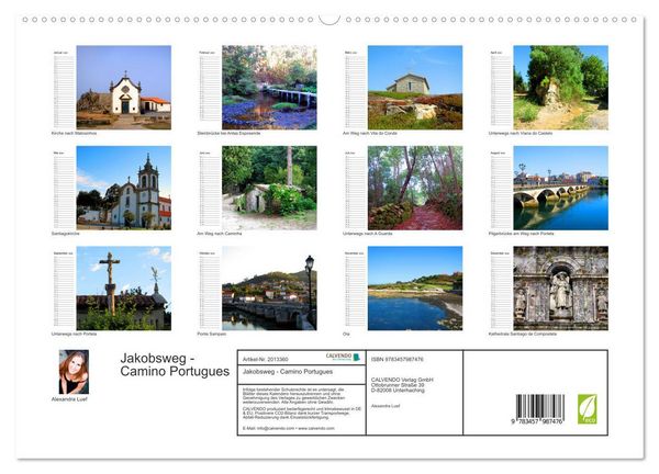 Produktbild: Jakobsweg - Camino Portugues (hochwertiger Premium Wandkalender 2026 DIN A2 quer), Kunstdruck in Hochglanz