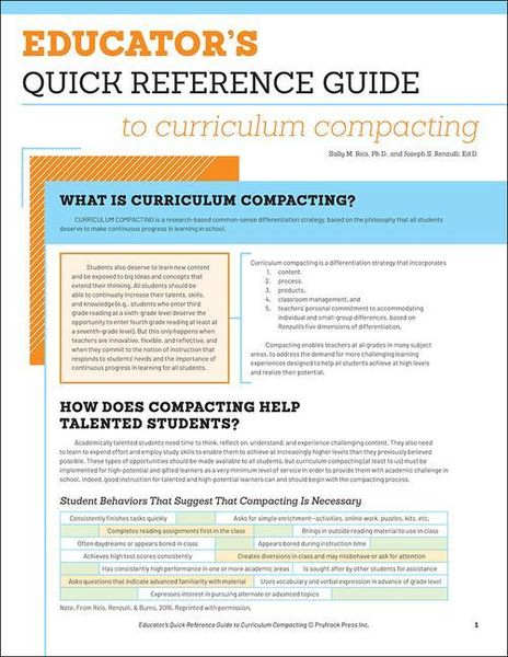 Produktbild: Educator's Quick Reference Guide to Curriculum Compacting