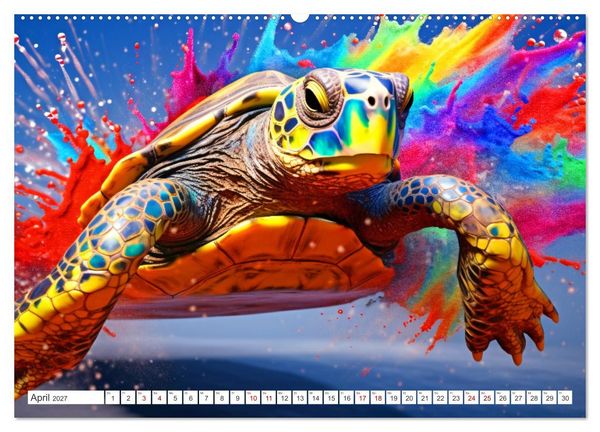 Produktbild: Farbsplash in der Tierwelt (hochwertiger Premium Wandkalender 2027 DIN A2 quer), Kunstdruck in Hochglanz