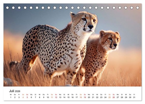 Produktbild: Geparden - Eleganz auf vier Pfoten (Tischkalender 2026 DIN A5 quer), CALVENDO Monatskalender