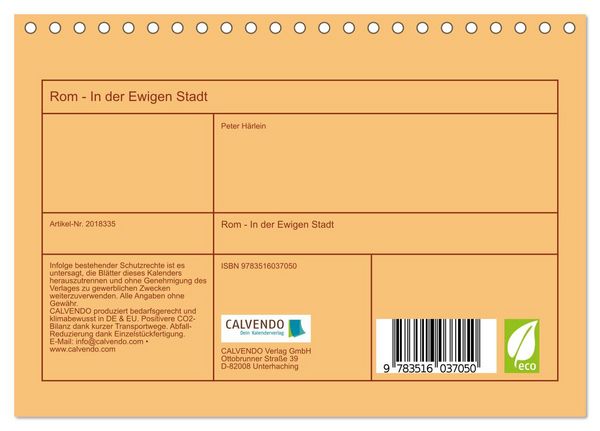 Produktbild: Rom - In der Ewigen Stadt (Tischkalender 2026 DIN A5 quer), CALVENDO Monatskalender