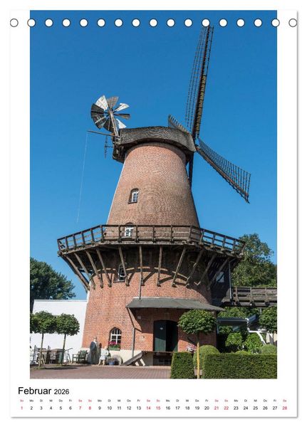 Produktbild: Historische Windm&uuml;hlen in Minden-L&uuml;bbecke (Tischkalender 2026 DIN A5 hoch), CALVENDO Monatskalender