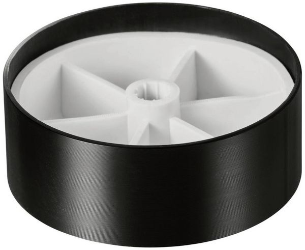 Produktbild: TRU COMPONENTS TC-11696532 Drehknopf mit Knopfmarkierung Schwarz (&Oslash; x H) 48 mm x 19 mm Aluminium, Plastik 1 St.