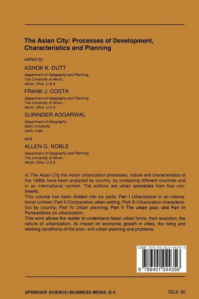Produktbild: The Asian City: Processes of Development, Characteristics and Planning