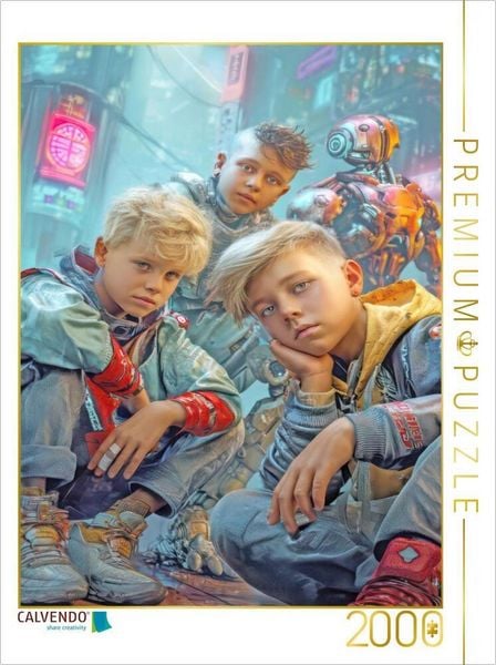 CALVENDO Puzzle Cyberpunk Neonwelt | 2000 Teile Lege-Größe 90x67cm Foto-Puzzle für glückliche Stunden