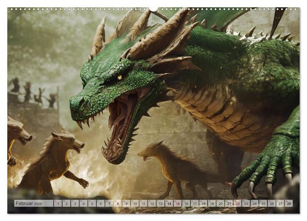 Produktbild: Drachen - Herrscher der Welt (Wandkalender 2026 DIN A2 quer), CALVENDO Monatskalender