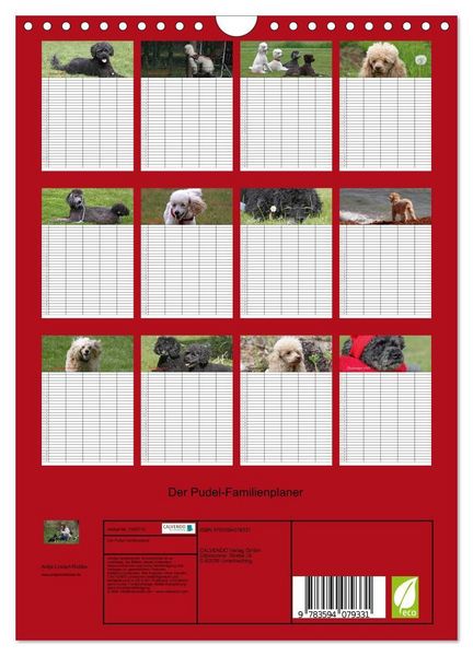 Produktbild: Der Pudel-Familienplaner (Wandkalender 2027 DIN A4 hoch), CALVENDO Monatskalender