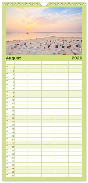 Produktbild: Familienplaner 2026 - Meine Insel Borkum mit 5 Spalten (Wandkalender, 21 x 45 cm) CALVENDO