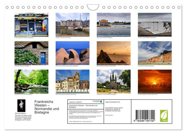 Produktbild: Frankreichs Westen &ndash; Normandie und Bretagne (Wandkalender 2027 DIN A4 quer), CALVENDO Monatskalender