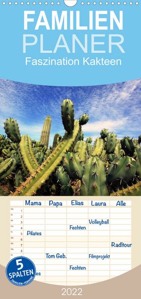 Produktbild: Familienplaner Faszination Kakteen (Wandkalender 2022 , 21 cm x 45 cm, hoch)