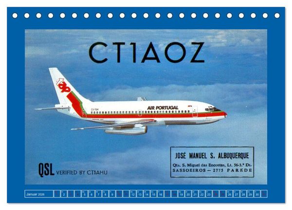 Produktbild: &Uuml;ber den Wolken - Flugzeuge des 20. Jahrhunderts auf Amateurfunkkarten (Tischkalender 2026 DIN A5 quer), CALVENDO Monatskalender