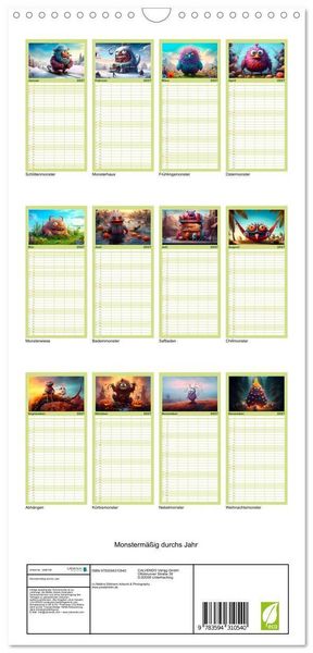 Produktbild: Familienplaner 2027 - Monsterm&auml;&szlig;ig durchs Jahr mit 5 Spalten (Wandkalender, 21 x 45 cm) CALVENDO