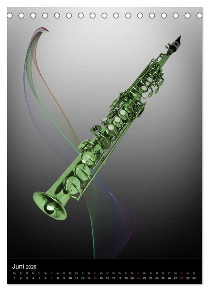 Produktbild: Musik Blasinstrumente (Tischkalender 2026 DIN A5 hoch), CALVENDO Monatskalender