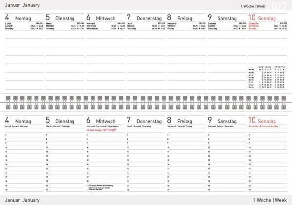 Produktbild: Tischkalender quer Professional Colourlux 2027 rot