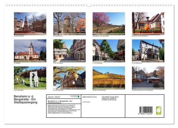 Produktbild: Bensheim a. d. Bergstra&szlig;e - Ein Stadtspaziergang (hochwertiger Premium Wandkalender 2026 DIN A2 quer), Kunstdruck in Hochglanz