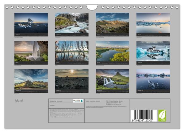 Produktbild: Island (Wandkalender 2026 DIN A4 quer), CALVENDO Monatskalender