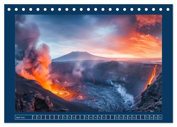 Produktbild: Lebendige Feuerberge - Fantastisch durch eine KI in Szene gesetzt (Tischkalender 2026 DIN A5 quer), CALVENDO Monatskalender