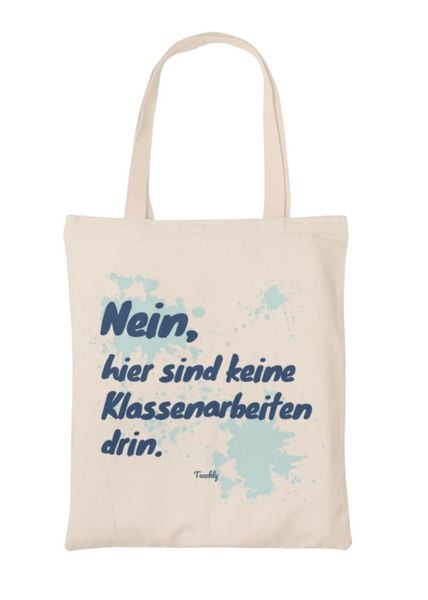 Teachly Baumwolltasche, Nein hier sind keine Klassenarbeiten drin - Mint