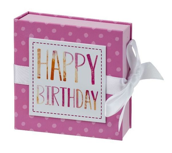 Produktbild: Geschenkschachtel mit Band 10 x 10 cm Happy Birthday