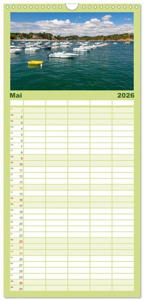 Produktbild: Familienplaner 2026 - Cornouaille - Ein Ausflug in den S&uuml;dwesten der Bretagne mit 5 Spalten (Wandkalender, 21 x 45 cm) CALVENDO