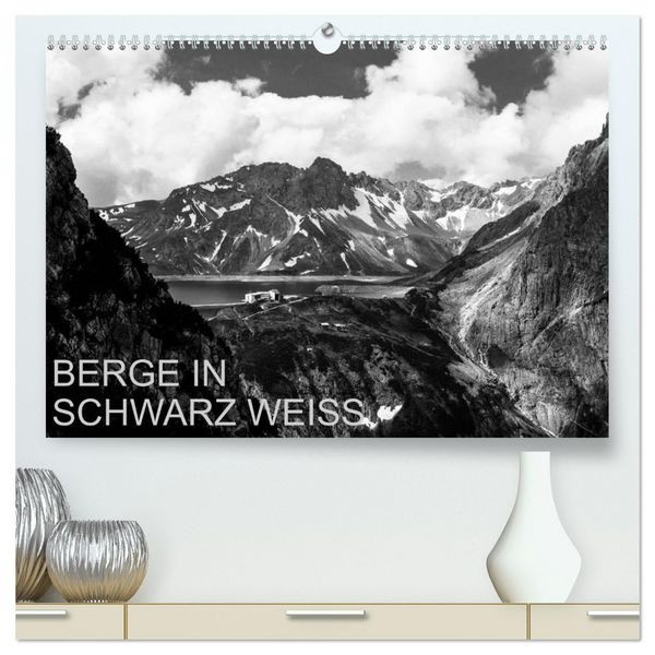 Produktbild: BERGE IN SCHWARZ WEISS (hochwertiger Premium Wandkalender 2026 DIN A2 quer), Kunstdruck in Hochglanz