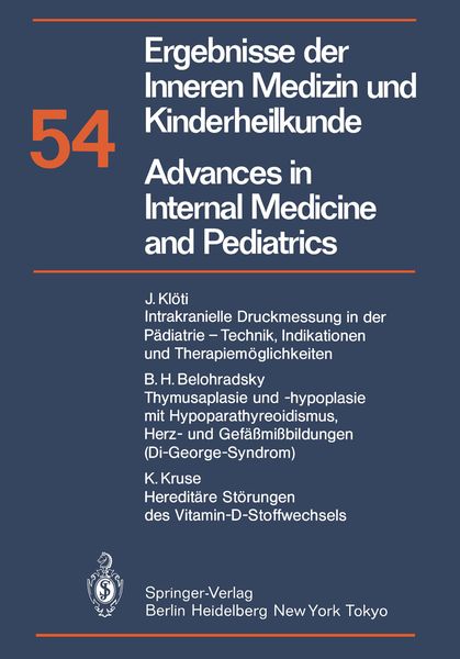 Produktbild: Ergebnisse der Inneren Medizin und Kinderheilkunde / Advances in Internal Medicine and Pediatrics