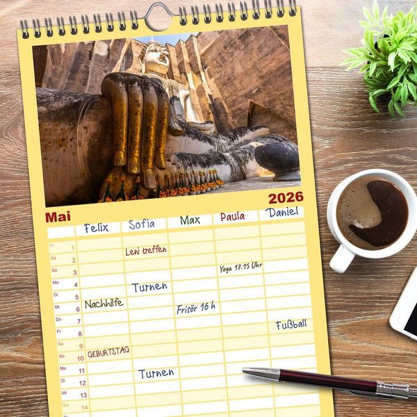 Produktbild: Familienplaner 2026 - Siddhartha Gautama - Buddha mit 5 Spalten (Wandkalender, 21 x 45 cm) CALVENDO