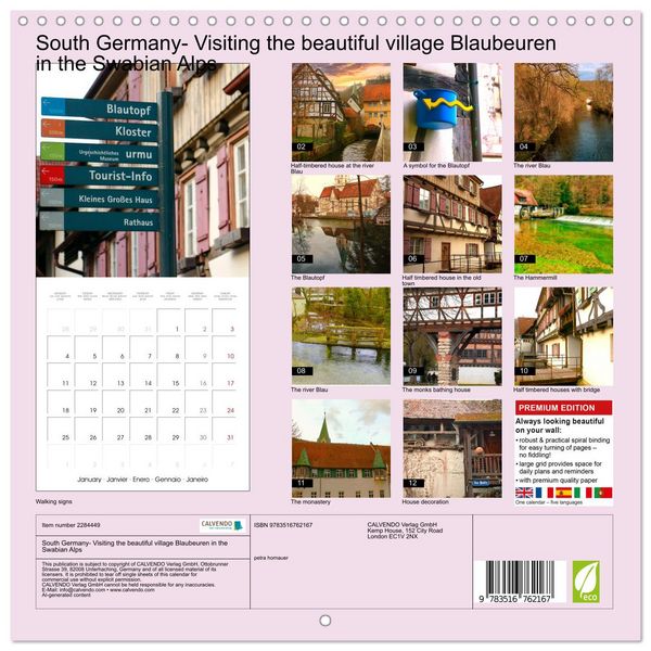 Produktbild: South Germany- Visiting the beautiful village Blaubeuren in the Swabian Alps (Wall Calendar 2027 12 &times; 12 Inch) CALVENDO 12 Month Wall Calendar