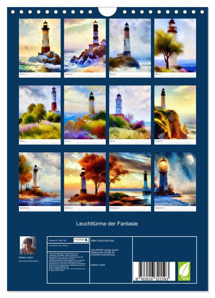 Produktbild: Leuchtt&uuml;rme der Fantasie (Wandkalender 2026 DIN A4 hoch), CALVENDO Monatskalender