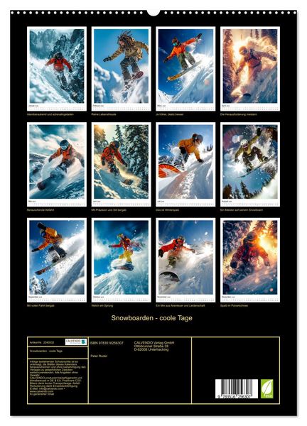 Produktbild: Snowboarden - coole Tage (hochwertiger Premium Wandkalender 2026 DIN A2 hoch), Kunstdruck in Hochglanz
