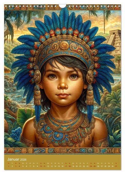 Produktbild: Regenwaldkinder - Ein vom Leben der Mayas inspierter Kinderkalender (Wandkalender 2026 DIN A3 hoch), CALVENDO Monatskalender