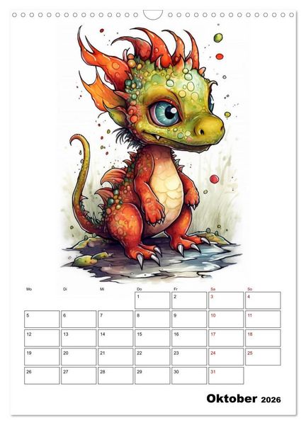 Produktbild: Niedliche Drachen (Wandkalender 2026 DIN A3 hoch), CALVENDO Monatskalender