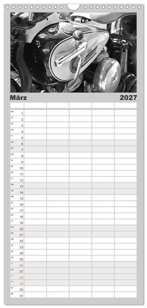 Produktbild: Familienplaner 2027 - Harley Davidson WLA 750 in Schwarzweiss mit 5 Spalten (Wandkalender, 21 x 45 cm) CALVENDO
