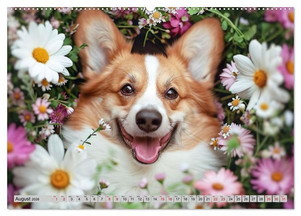 Produktbild: Corgis in Bloom (Wall Calendar 2026 DIN A2 landscape), CALVENDO 12 Month Wall Calendar