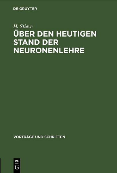 Produktbild: &Uuml;ber den heutigen Stand der Neuronenlehre
