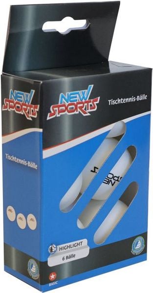 New Sports Tischtennis Bälle 6 Stück, weiß