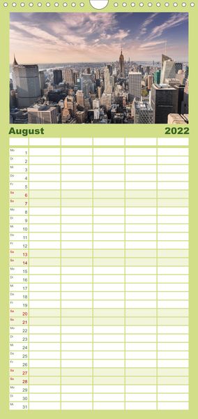 Produktbild: Familienplaner New York City Impressionen / Geburtstagskalender (Wandkalender 2022 , 21 cm x 45 cm, hoch)