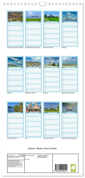 Produktbild: Familienplaner 2026 - Zeeland - Wasser, Sand und Meer mit 5 Spalten (Wandkalender, 21 x 45 cm) CALVENDO