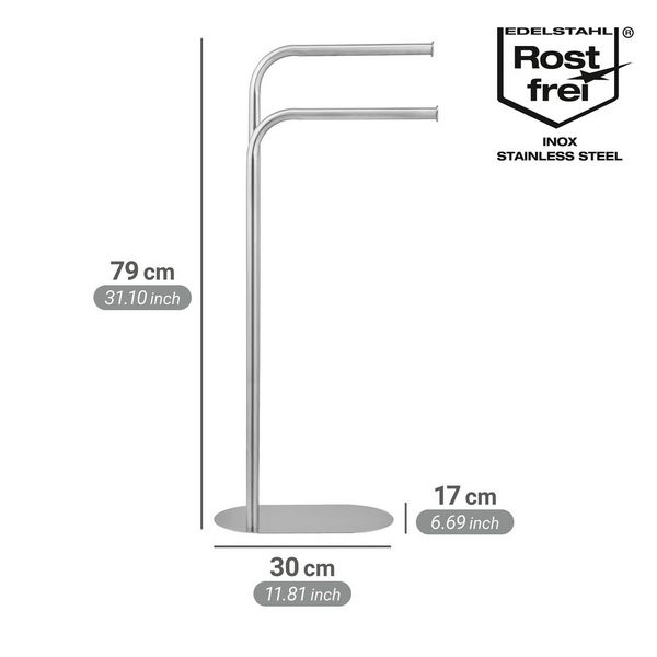 Produktbild: Handtuchst&auml;nder Mod. Levante, satiniert, Edelstahl, 30x79x17 cm, platzsparend und modern designt