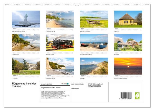 Produktbild: R&uuml;gen eine Insel der Tr&auml;ume (hochwertiger Premium Wandkalender 2027 DIN A2 quer), Kunstdruck in Hochglanz
