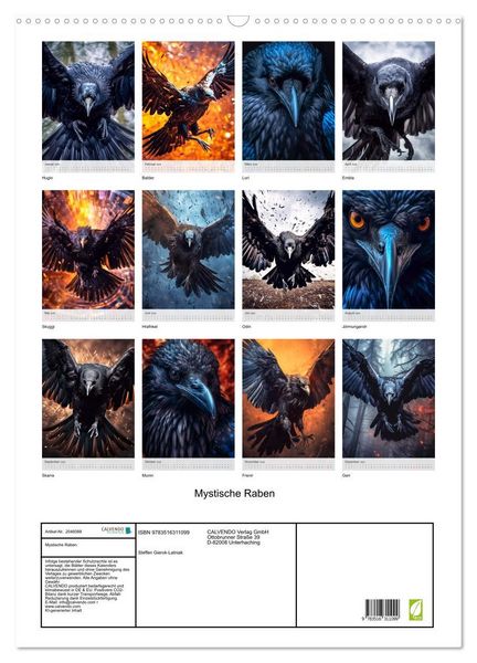 Produktbild: Mystische Raben (Wandkalender 2026 DIN A2 hoch), CALVENDO Monatskalender
